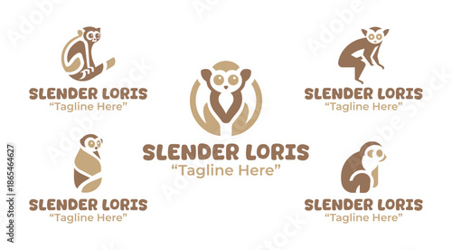 5 Slender Loris Logo Set Modern Minimalist Wildlife Design Collection