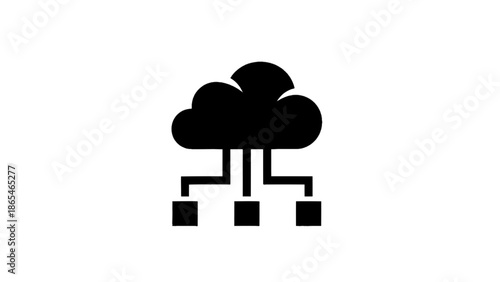 Vector illustration of a cloud computing network architecture concept symbol on transparent background
