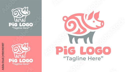 Pig Logo Modern Minimalist Organic Food Identity