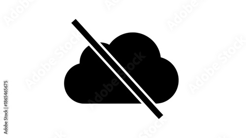 Vector illustration of, on transparent background, a cloud storage unavailable or disconnected symbol