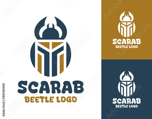 Scarab Beetle Logo Modern Minimalist Ancient Identity