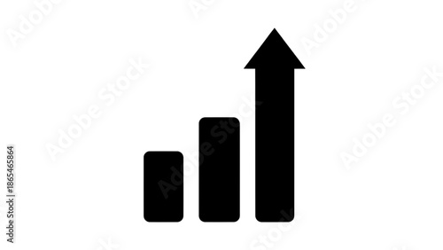Vector illustration of an ascending bar graph with an arrow, symbolizing business growth on transparent background
