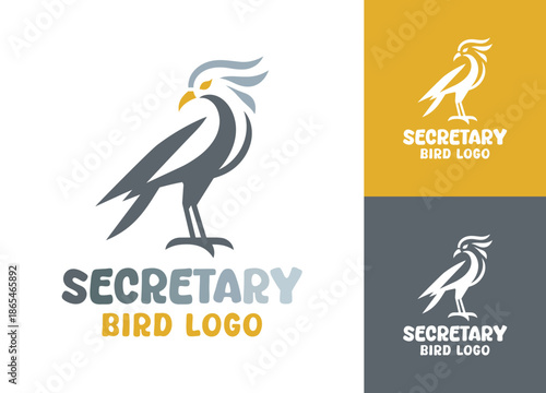 Secretary Bird Logo Modern Minimalist African Wildlife Identity