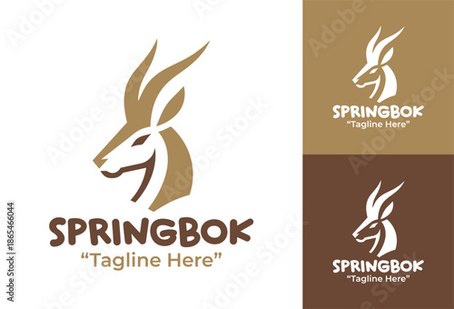 Springbok Logo Modern Minimalist Antelope Wildlife Identity
