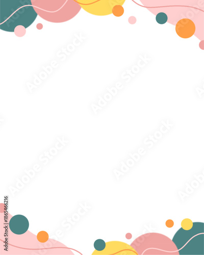 Frame of colorful abstract shapes, retro frame, vintage, had drawn frame for social media and instagram template