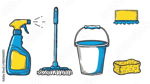 Essential Cleaning Supplies Collection for a Sparkling Home.