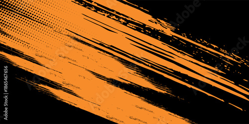 orange and black brush Car sticker wrap pattern banner abstract sporty lines black and orange color combination grunge brush modern pattern racing motorsport vector design. eps 10