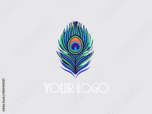 V Page Page Beautiful Peacock Feather Illustration.