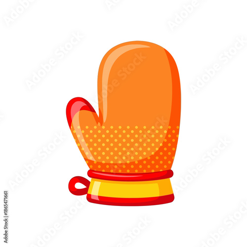 Vector icons Orange Oven Mitt with Red and Yellow Trim and Textured Grip. EPS Editable