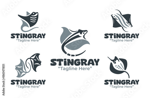 5 Stingray Logo Set Modern Minimalist Marine Animal Design Collection