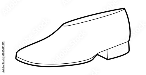 Flat shoe boot women single line. Minimal low heel boot for relaxed weekend walk and travel. Technical fashion illustration CAD mockup clean vector man unisex isolated modern style.