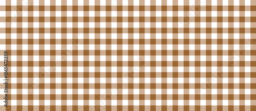 Brown gingham or vichy pattern. Autumn textile chequered print for tablecloth, picnic blanket, basket napkin, shirt or handkerchief. Cotton, linen or flannel design. Vector flat illustration.
