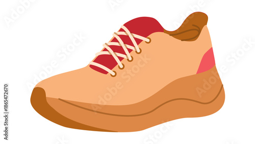 Woman running sneaker shoe flat. Soft neutral sport footwear for walk, travel, everyday athleisure outfit. Technical fashion illustration, CAD mockup, smooth vector man unisex isolated casual style.