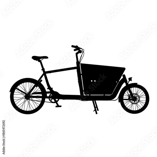 Vector icons Silhouette of a Cargo Bicycle with a Large Front Box. EPS Editable