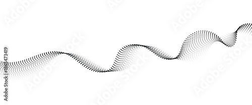 Flowing Dot Wave halftone gradient pattern on transparent background	
