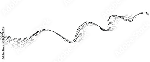 Flowing Dot Wave halftone gradient pattern on transparent background	
