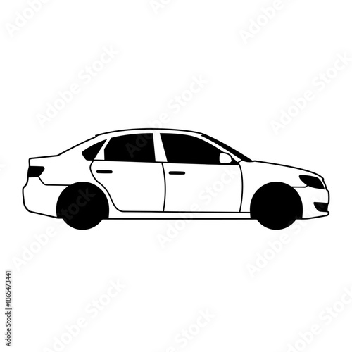 Vector icons Simple Line Art Illustration of a White Sedan Car. EPS Editable