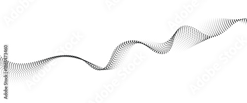 Flowing Dot Wave halftone gradient pattern on transparent background	
