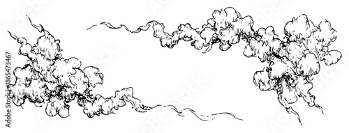 Decorative swirling clouds or smoke billows in hand drawn style