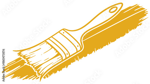 Yellow Paintbrush Stroke Creative Artistic Home Improvement Tool with vector illustration