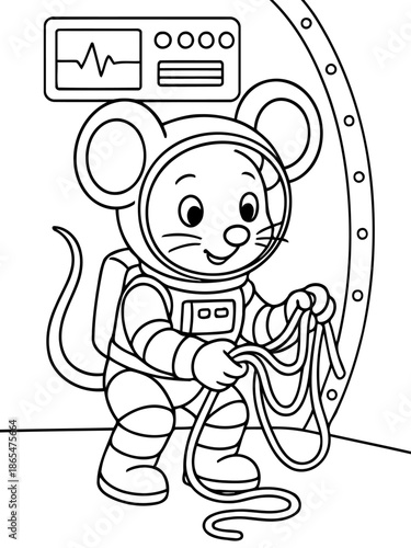 A Little Mouse in the Cosmos: An illustration of a curious mouse astronaut exploring the mysteries of space, donning a spacesuit and ready for an adventure.