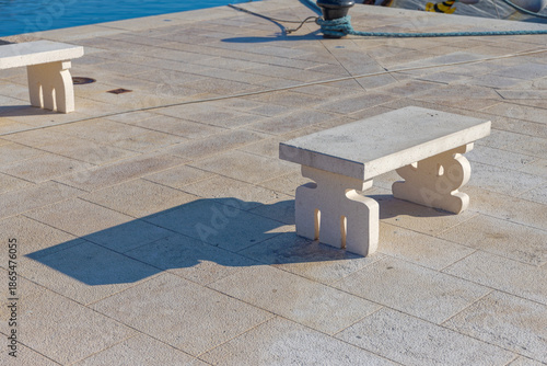 Stone Bench with Glagolitic Letters in Baska Croatia