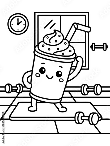 Healthy Smoothie Workout: Animated smoothie cartoon working out, depicting the fun and playful interaction of fitness and healthy drinks