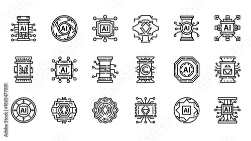 Artificial Intelligence AI Logo Icons Collection.