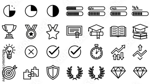 Collection of Black Business and Success Icons.