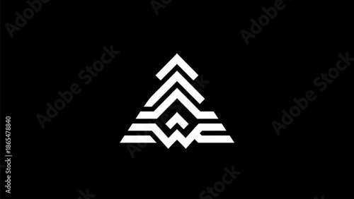 Modern geometric triangle logo on black background