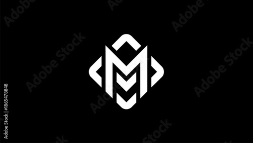 Modern geometric logo design with letter M on black background