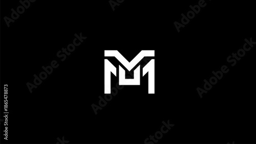 Modern logo design with stylized MM monogram on black background