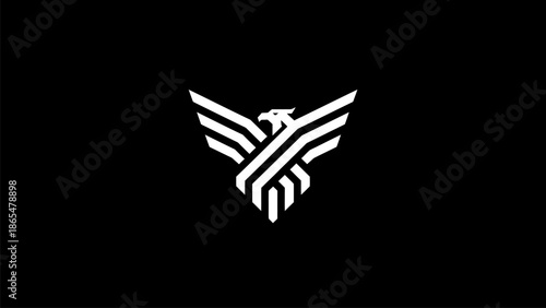 Modern eagle logo with geometric wings on black background