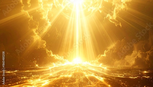 金色オーラが広がる神々しい背景画像