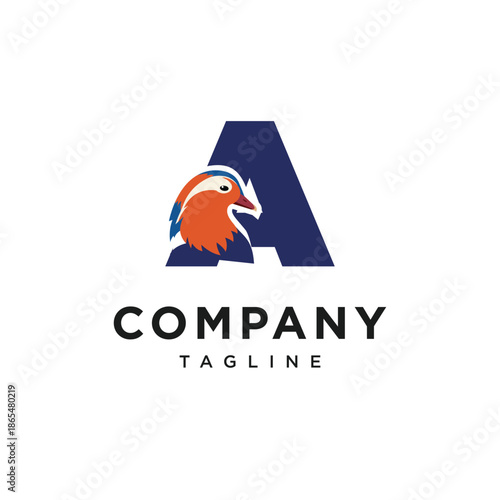 Letter A Mandarin Duck Logo Icon Vector