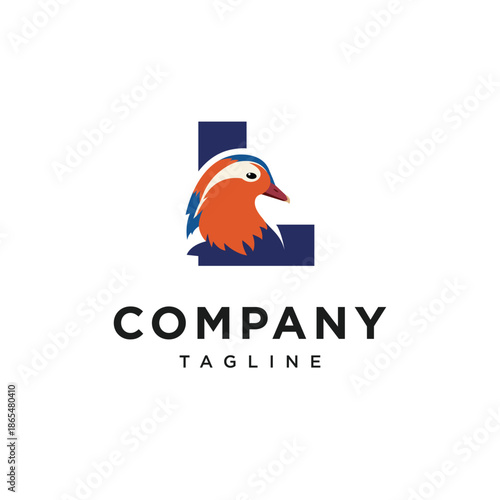 Letter L Mandarin Duck Logo Icon Vector