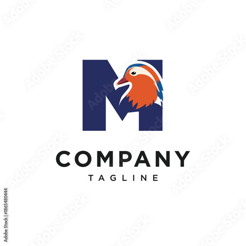 Letter M Mandarin Duck Logo Icon Vector