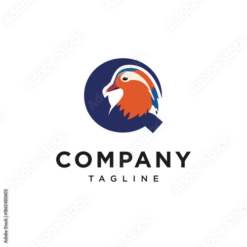 Letter Q Mandarin Duck Logo Icon Vector
