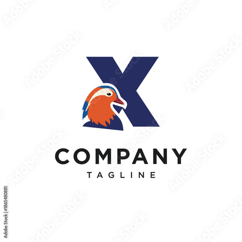 Letter X Mandarin Duck Logo Icon Vector