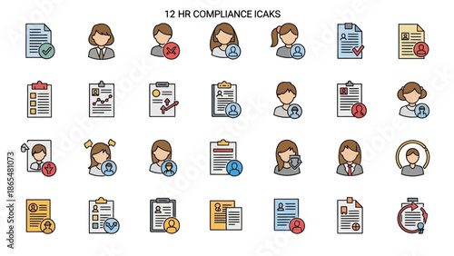 Collection of Compliance Icons Featuring People and Documents.