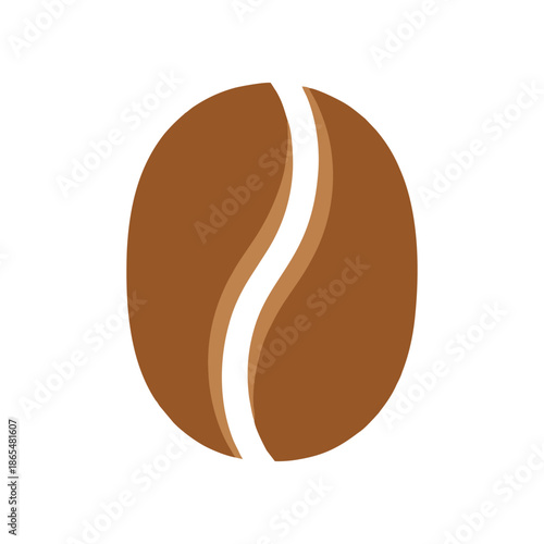 A simple minimalist illustration of a single coffee bean brown color