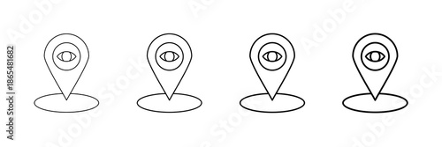 Vision Map Icons Vector Set In Different Stroke Line Style