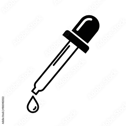 dropper icon with liquid drop - medicine pipette and essential oil vector illustration