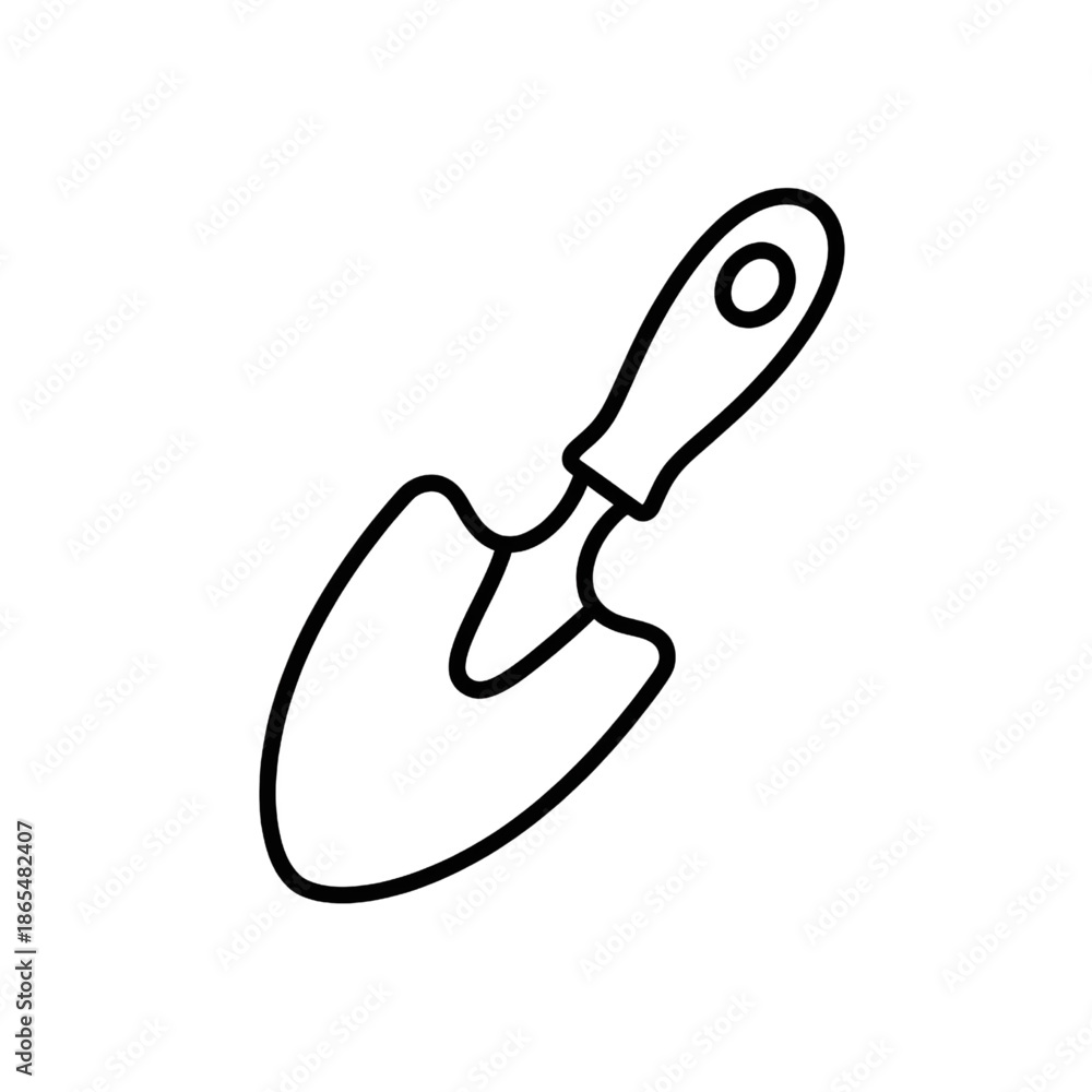 Fototapeta premium hand drawn gardening trowel tool line art illustration