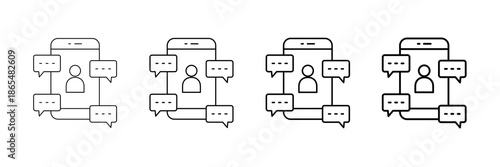 Chat Bubble Icons Vector Set In Different Stroke Line Style