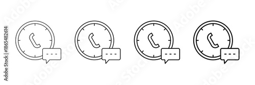 Call Center Icons Vector Set In Different Stroke Line Style