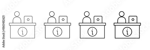 Help Desk Icons Vector Set In Different Stroke Line Style