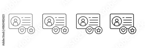 Loyalty Card Icons Vector Set In Different Stroke Line Style