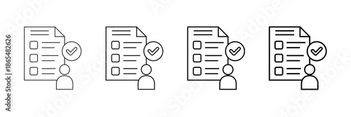 Survey Form Icons Vector Set In Different Stroke Line Style