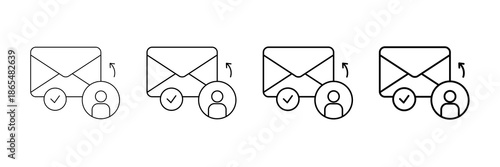 Email Reply Icons Vector Set In Different Stroke Line Style